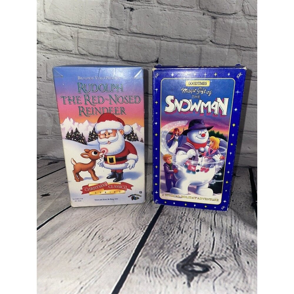 CHRISTMAS VTG RUDOLPH & MAGIC CITY OF THE SNOWMAN VHS LOT (2) KIDS CHILDREN'S